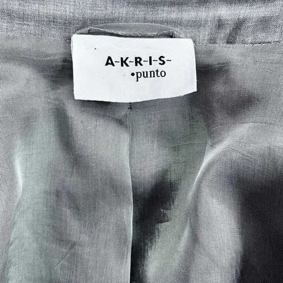AKRIS Punto Minimalist Women’s Gray Wool Two Piece Dress Blazer Suit Size 10/12 - Picture 12 of 16